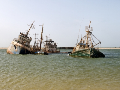 Shipwrecks in the port of Nouadhibou